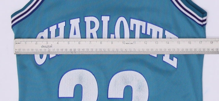 Vintage 90s Champion Charlotte Hornets Mourning #33 NBA Teal Basketball Jersey | Migration_Jerseys - View 9 | Fashion Rerun