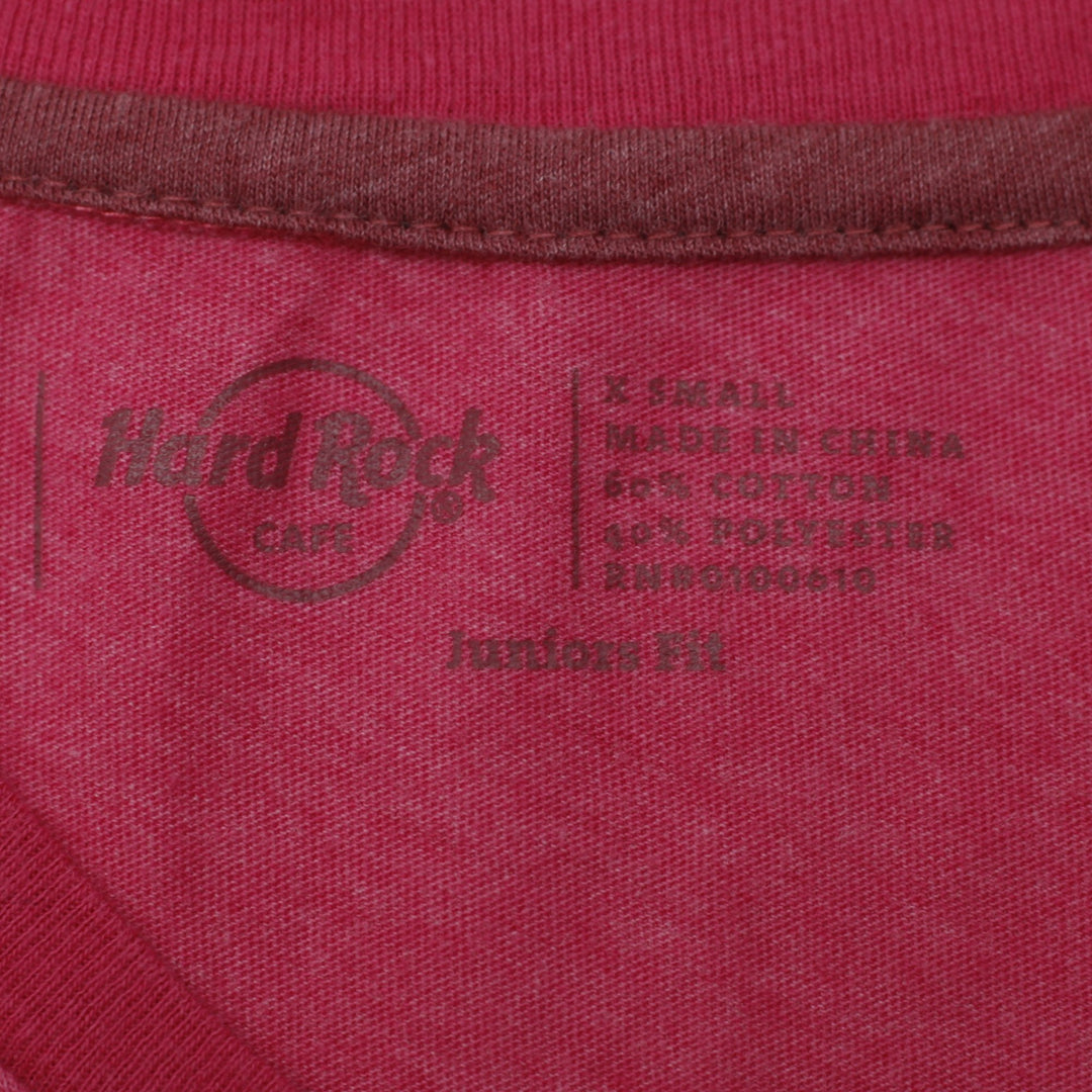 Y2K Ladies Hard Rock Cafe Las Vegas Graphic V-Neck T-Shirt Size XS