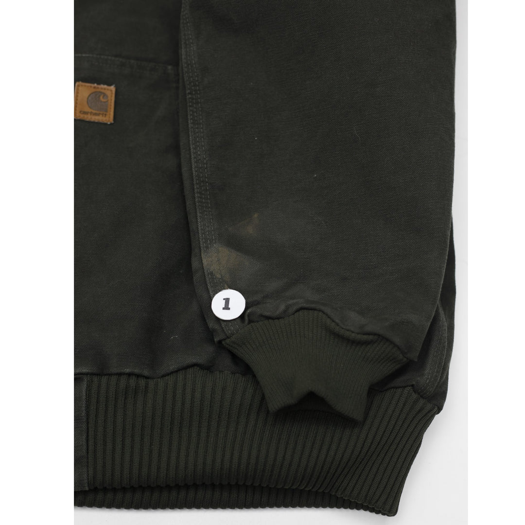 Men Carhartt J130 MOS Green Duck Canvas Hooded Quilted Jacket