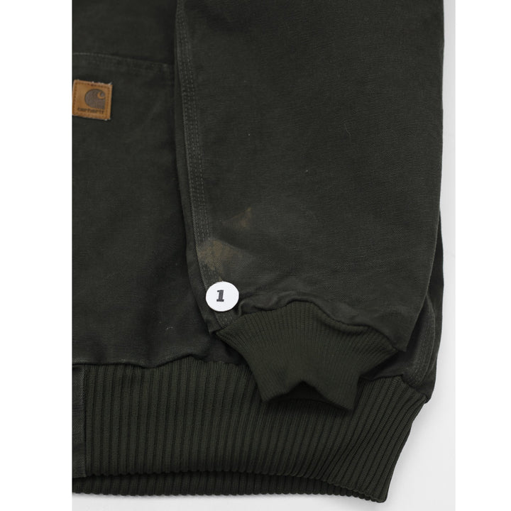 Men Carhartt J130 MOS Green Duck Canvas Hooded Quilted Jacket