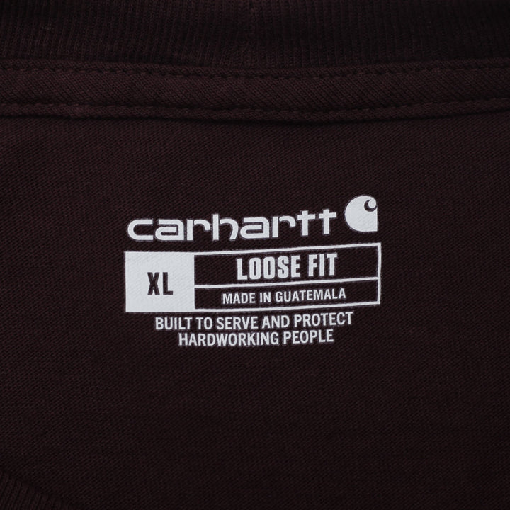 Mens Carhartt K87 PRT Loose Fit Pocket Burgundy Workwear T-Shirt Size XL