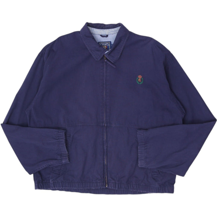 Vintage 90s Chaps Ralph Lauren Harrington Jacket L Navy Plaid Lined Denim Trim