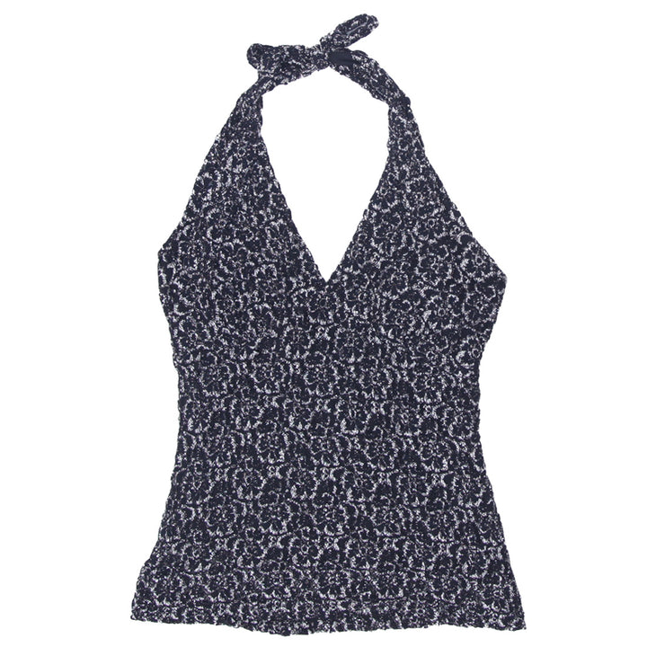 Y2K Le Chateau Halter Neck Black & White Top - Fashion Rerun Vintage Migration_Tops
