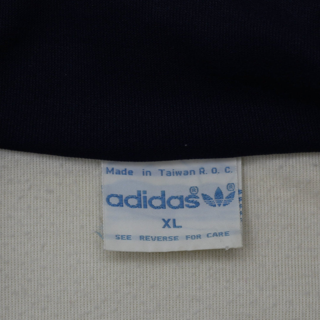 Vintage Embroidered Adidas Logo Track Jacket Navy Blue Full Zip Logo XL | Migration_Jackets - Back View | Fashion Rerun