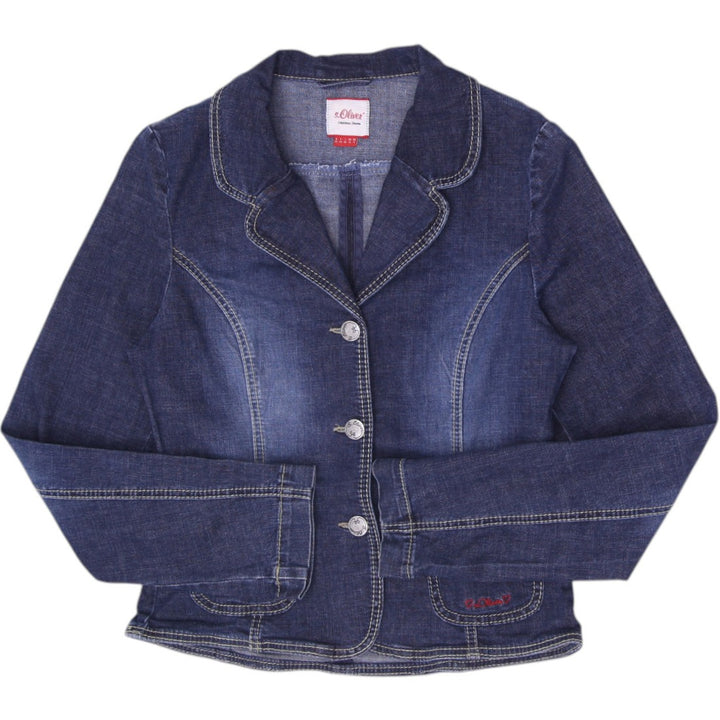Y2K Ladies S.Oliver Dark Wash Stretch Denim Jacket Size EU 38 US 8