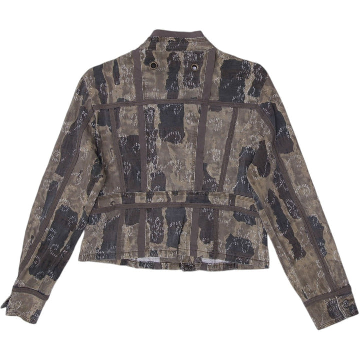 Y2K Ladies Full Button Jacket Camouflage Pattern Size XL