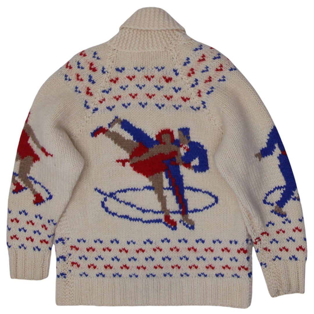 Vintage 1950’s 1960’s Cowichan Sweater Cardigan Ice Skater Ladies