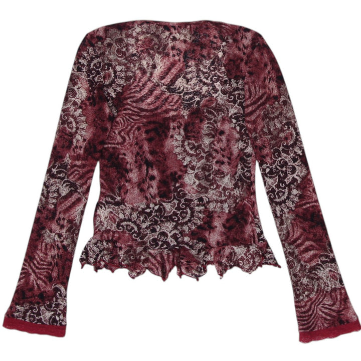 Y2K Ladies Floral Mesh Long Sleeve Top Size S | Migration_Y2K Tops - Side View | Fashion Rerun