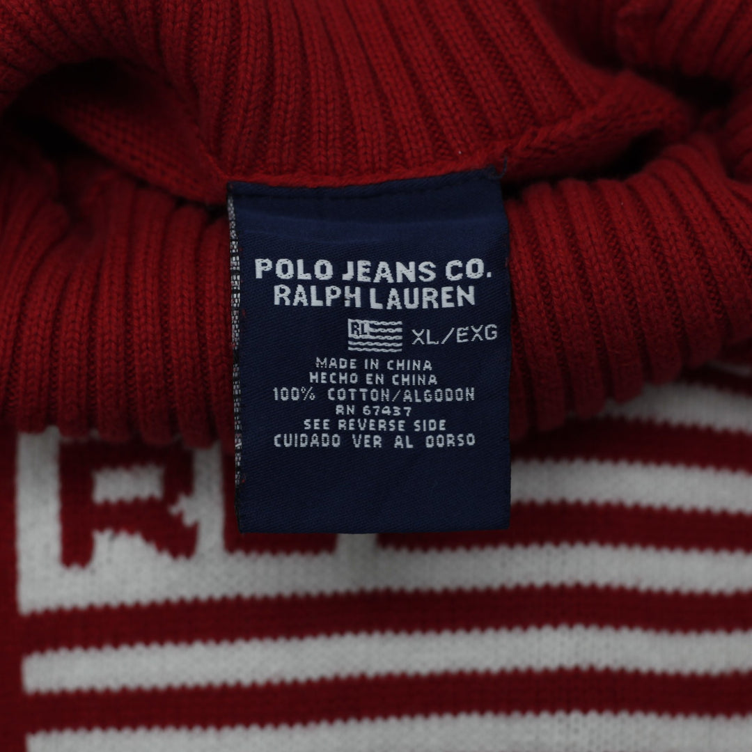 Vintage Ladies Polo Jeans Company Ralph Lauren Red Flag USA Turtleneck Sweater