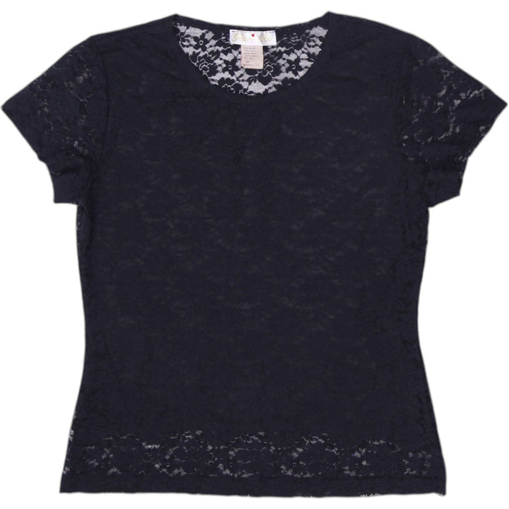 Y2K Ladies Lace Short Sleeve Top Size M | Migration_Y2K Tops | Fashion Rerun