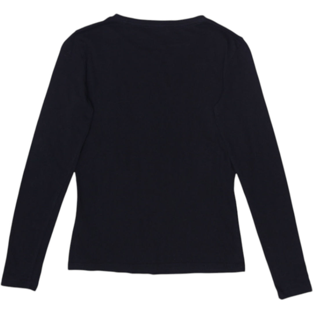 Y2K Ladies Guess Black Graphic Shirt Long Sleeve Size XS | Migration_Y2K T-Shirts - Side View | Fashion Rerun