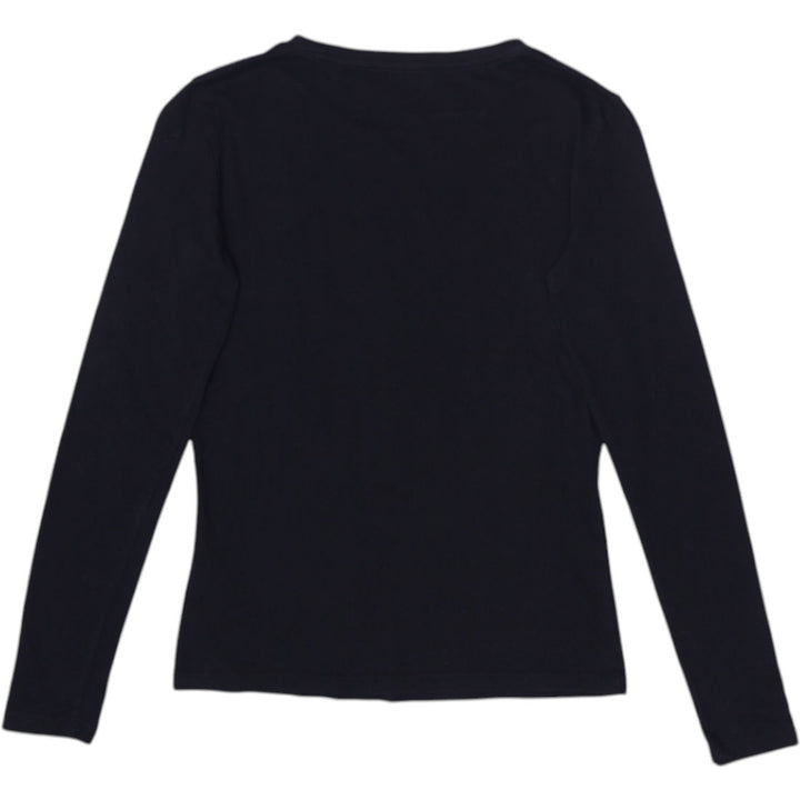 Y2K Ladies Guess Black Graphic Shirt Long Sleeve Size XS | Migration_Y2K T-Shirts - Side View | Fashion Rerun