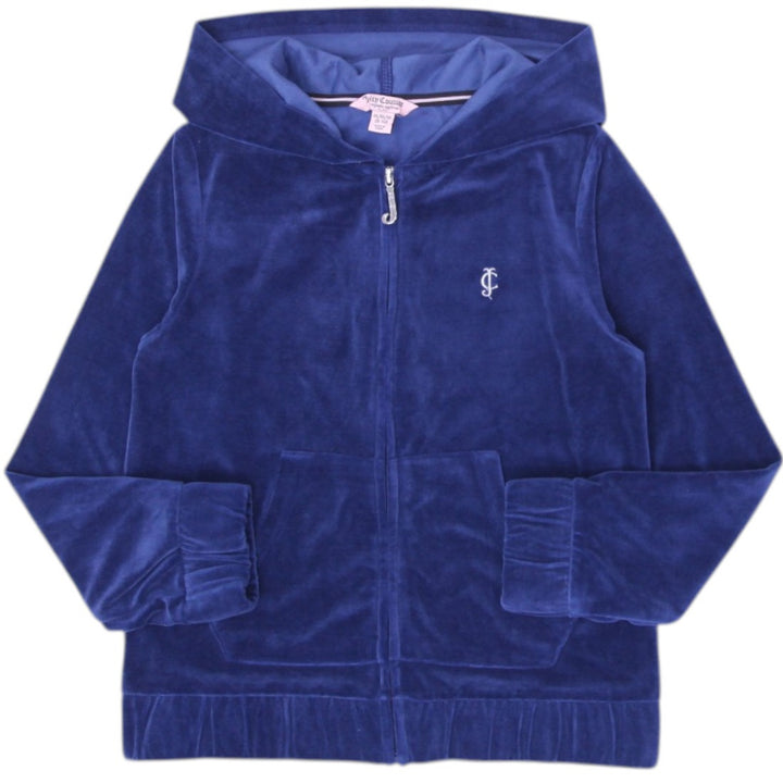 Y2K Youth Girls Juicy Couture Velour Full Zip Navy Hoodie M (8-10)