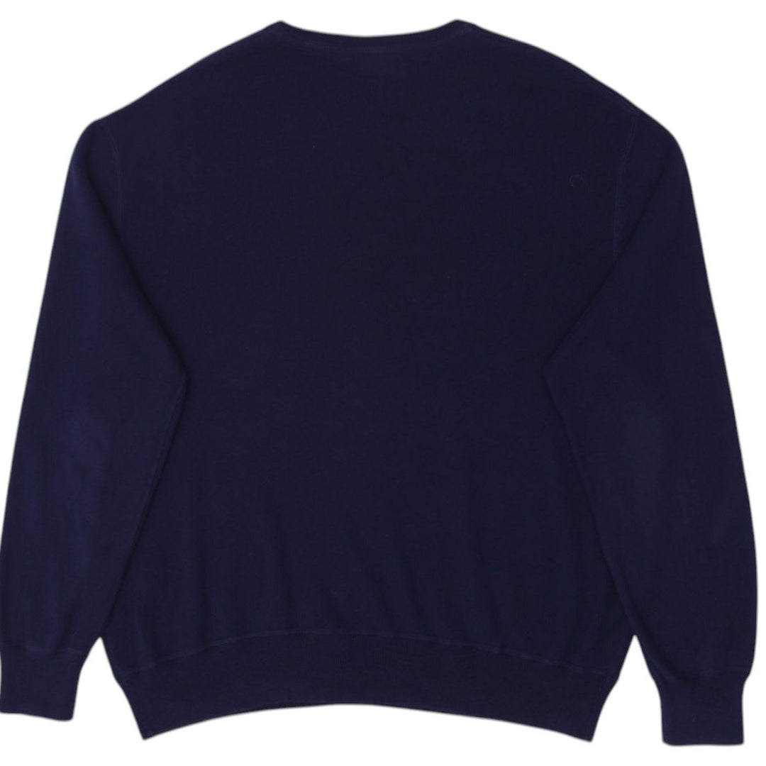 Mens Polo Ralph Lauren Sweater Navy Cotton V-Neck Casual Knitwear Size XL