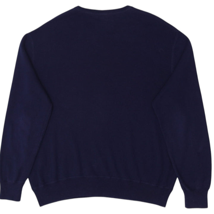 Mens Polo Ralph Lauren Sweater Navy Cotton V-Neck Casual Knitwear Size XL