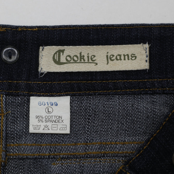 Y2K Ladies Cookie Jeans Low Rise Studded Denim Micro Mini Skirt Size L