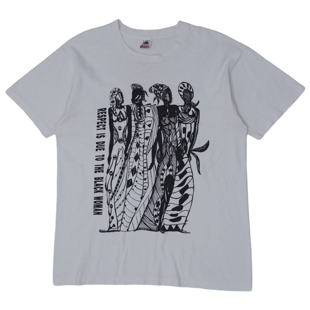 Vintage Fruit of the Loom " Respect Is Due To The Black Woman" T-Shirt Size XL Made in USA Single Stitch - Fashion Rerun Vintage Migration_T-Shirt