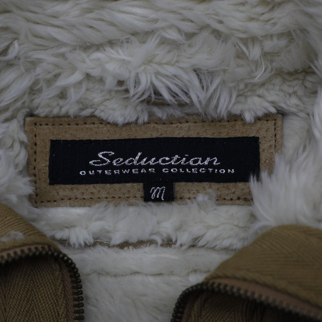 Y2K Ladies Beige Faux Fur Full Zip Jacket Size M | Migration_Jackets - Back View | Fashion Rerun