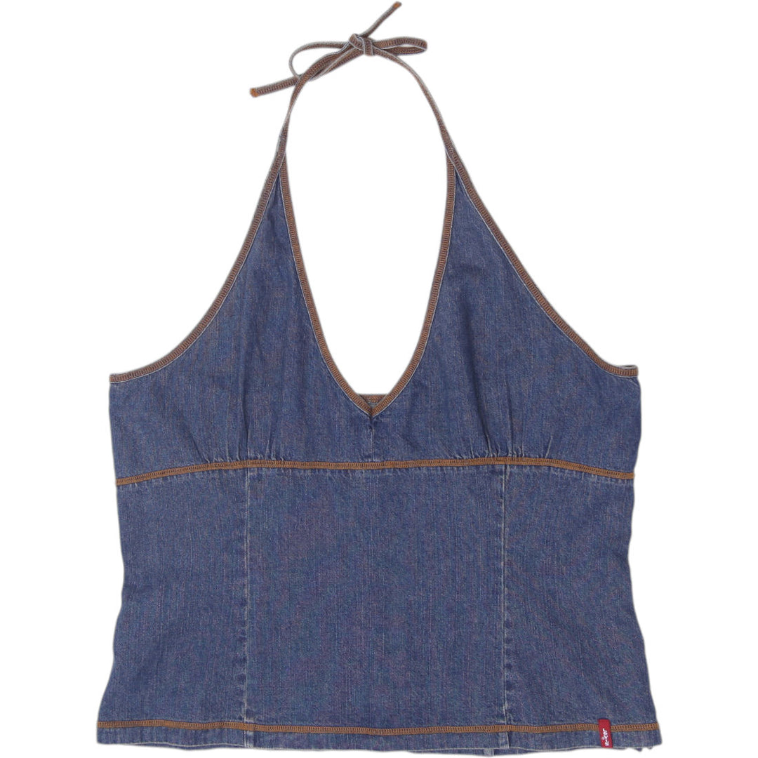 Y2K Ladies Levis Denim Halter Top Size XL