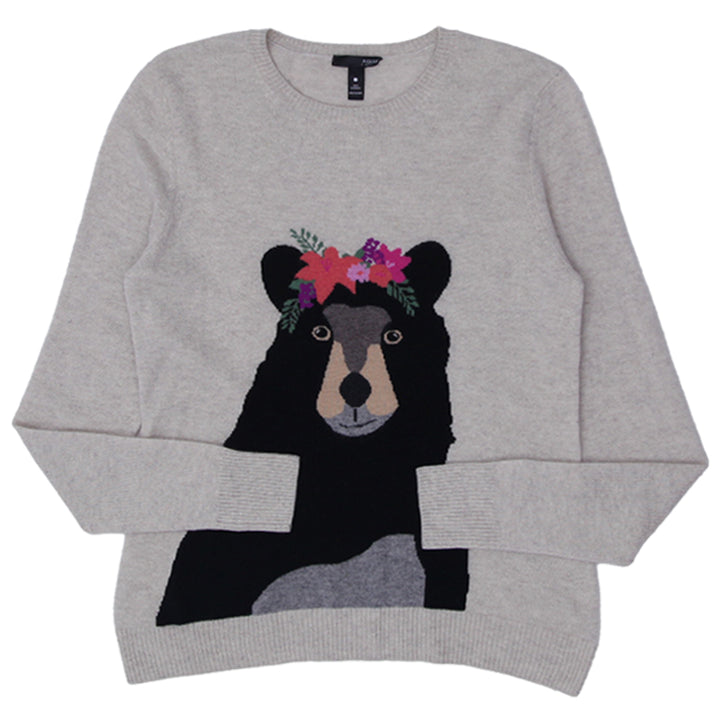 Ladies Aqua Bear Cashmere Sweater - Fashion Rerun Vintage Migration_Sweaters