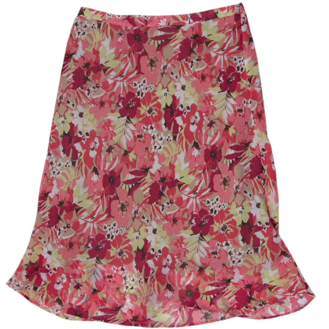 Y2K Ladies Jaclyn Smith Floral Chiffon Midi Skirt Size M