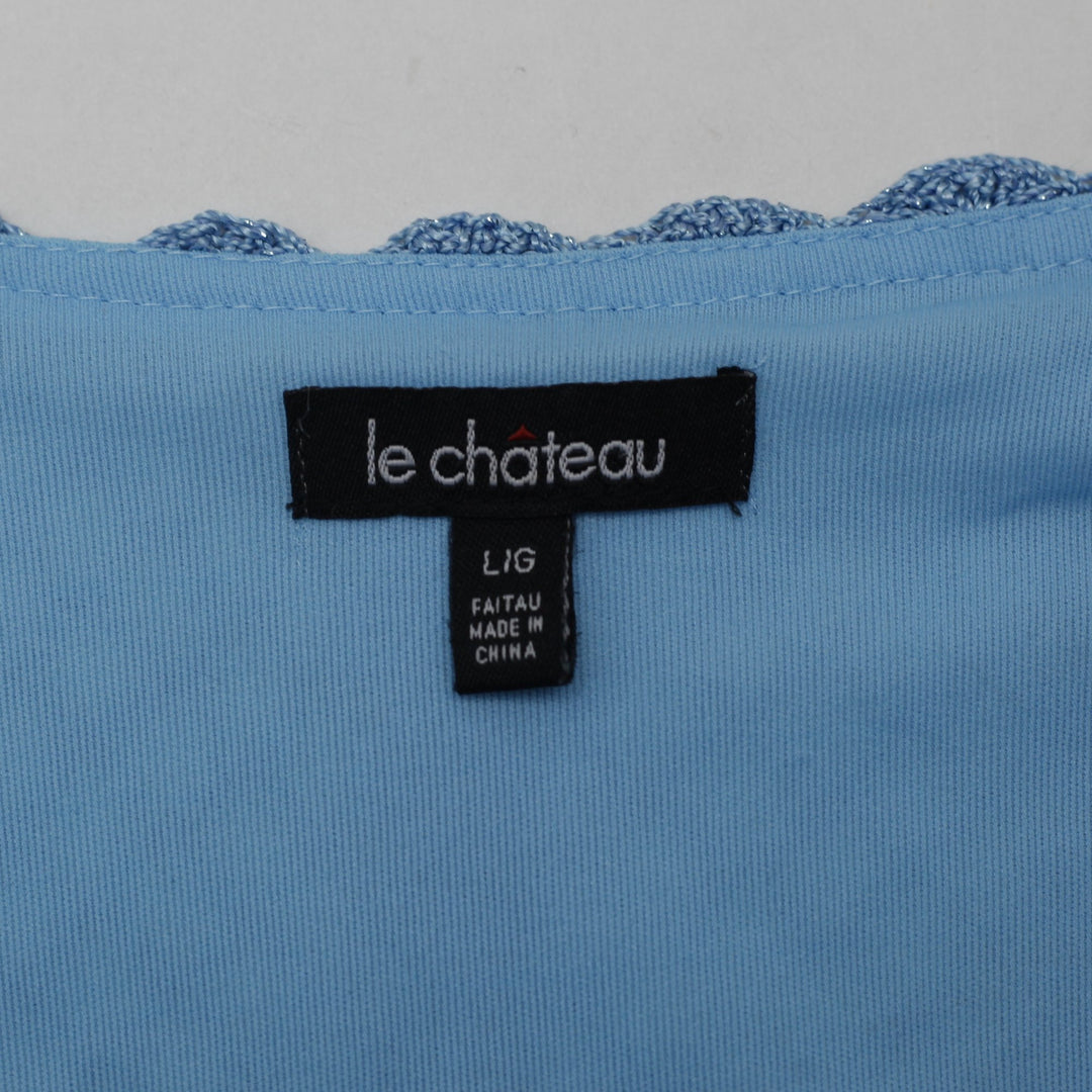 Y2K Ladies Le Chateau Open Weave Crochet Layered Cami Tank Top Size L