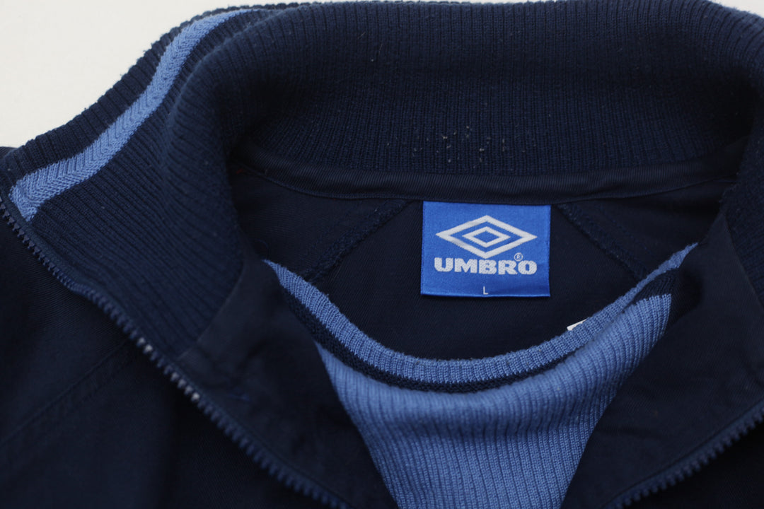Vintage Umbro England Away 1/2 Zip Pullover Size L, Navy Blue 100% Cotton - Fashion Rerun Vintage Migration_Sweaters