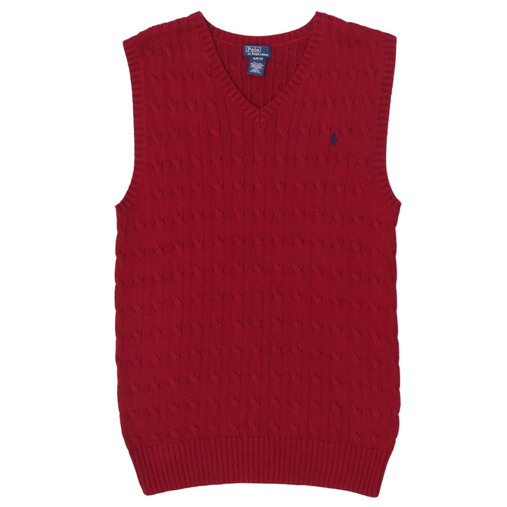 Vintage Youth Boys Polo By Ralph Lauren Cable Knit Sleeveless Sweater