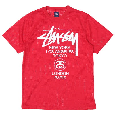 Mens Stussy Mesh Red T-Shirt - Fashion Rerun Vintage Migration_T-Shirt