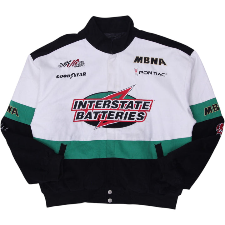 Mens Chase Authentics Racing Jacket White Green Black Pockets Logo