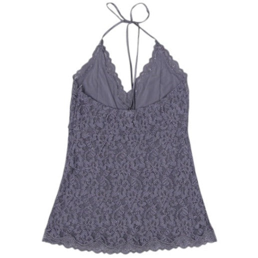 Y2K Ladies Lace Halter Top Gray Elegant Style Size S | Migration_Y2K Tops - Side View | Fashion Rerun