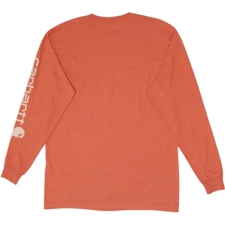 Mens Carhartt K231 Loose Fit Long Sleeve Sleeve Logo T-Shirt Burnt Orange Medium