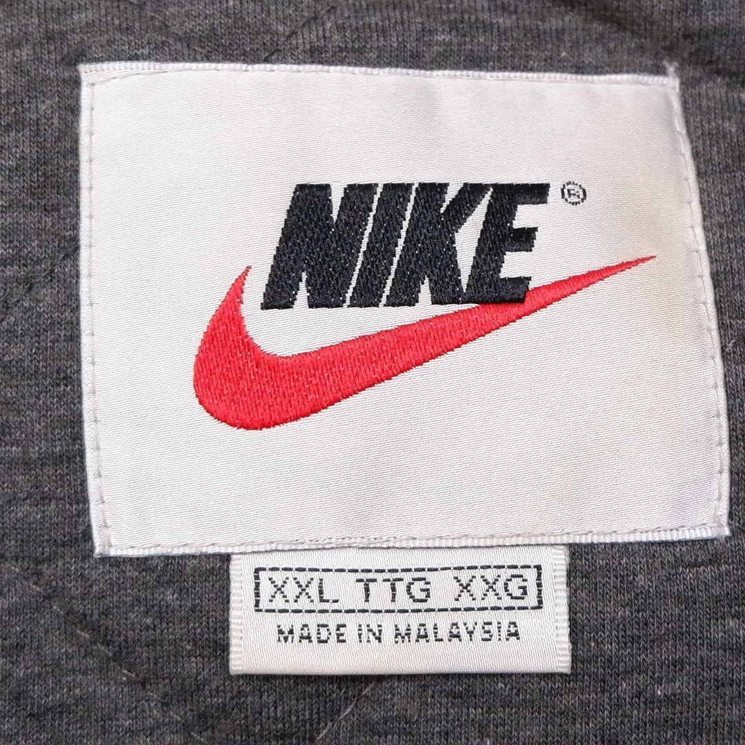 Vintage Nike 90s Big Swoosh Navy Nylon Hooded Heavy Zip Jacket