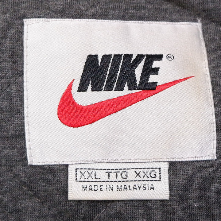 Vintage Nike 90s Big Swoosh Navy Nylon Hooded Heavy Zip Jacket