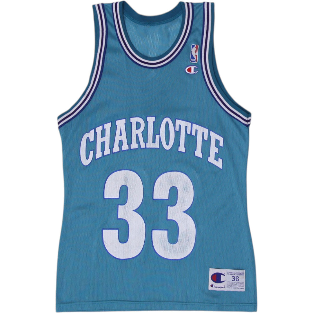 Shop Vintage 90s Champion Charlotte Hornets Mourning #33 NBA Teal Basketball Jersey | Fashion Rerun Shop Vintage 90s Champion Charlotte Hornets Mourning #33 NBA Teal Basketball Jersey | Fashion Rerun