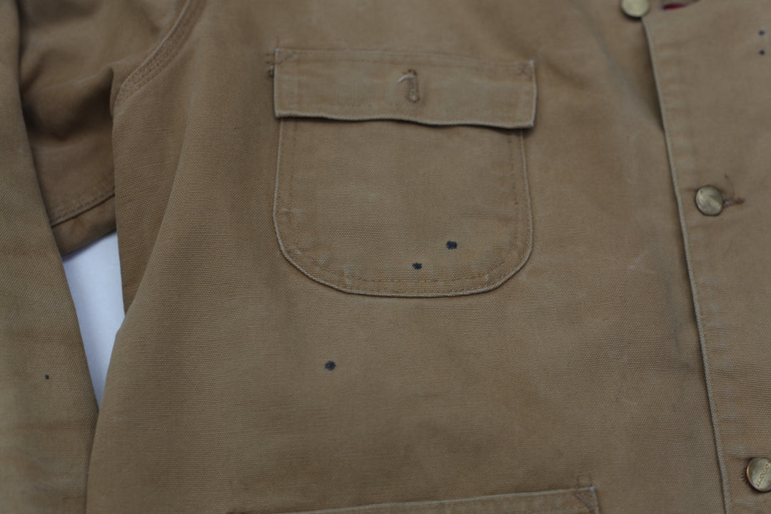 Vintage Carhartt Barn Chore Jacket Coat Quilted Red Lining USA Men's