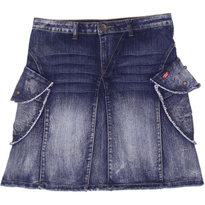 Y2K Ladies Foglia Doro Distressed Cargo Mini Skirt Size 48/30