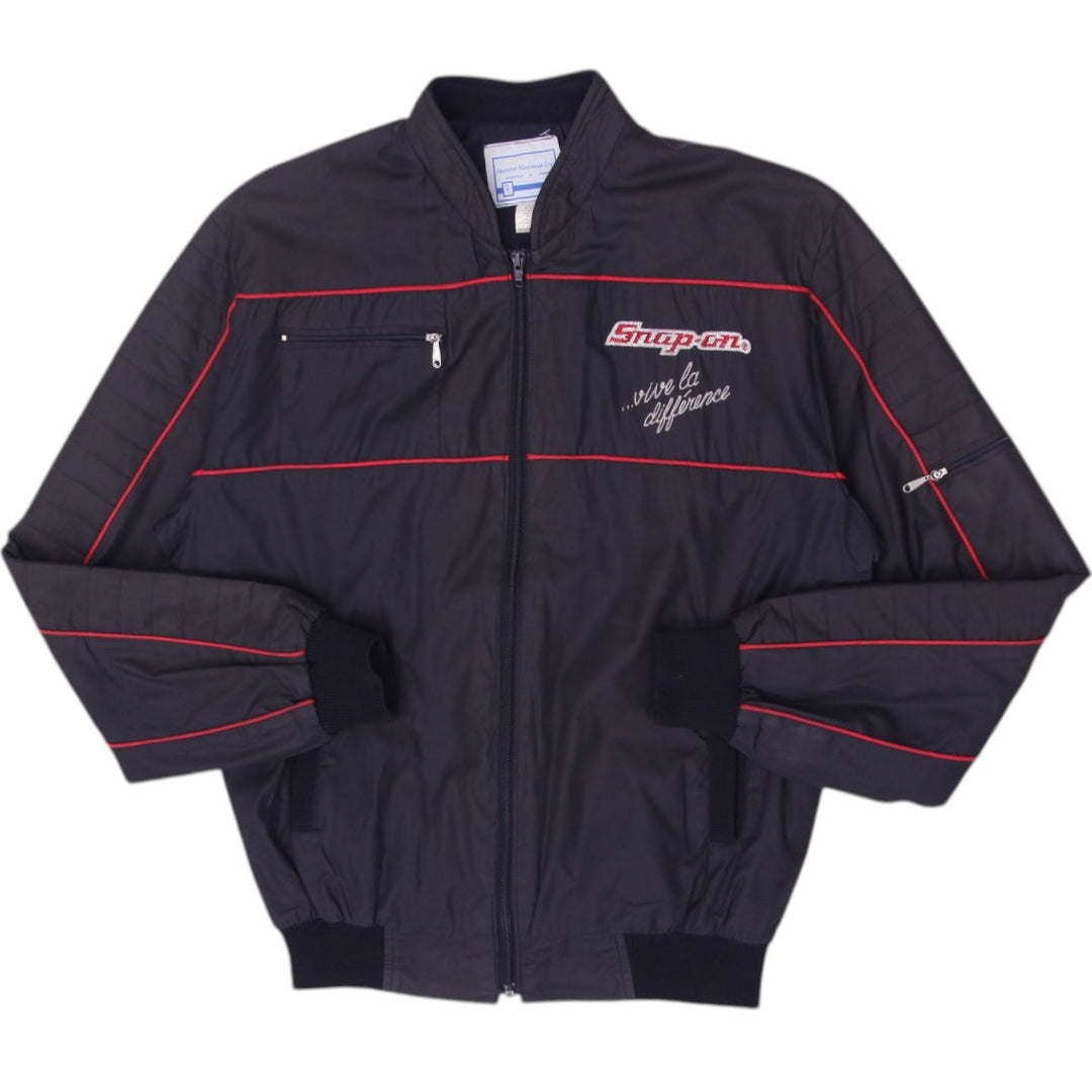 Vintage 90s Mens Modern Headwear Black Snap-on Racing Jacket Size S | Migration_Jackets | Fashion Rerun