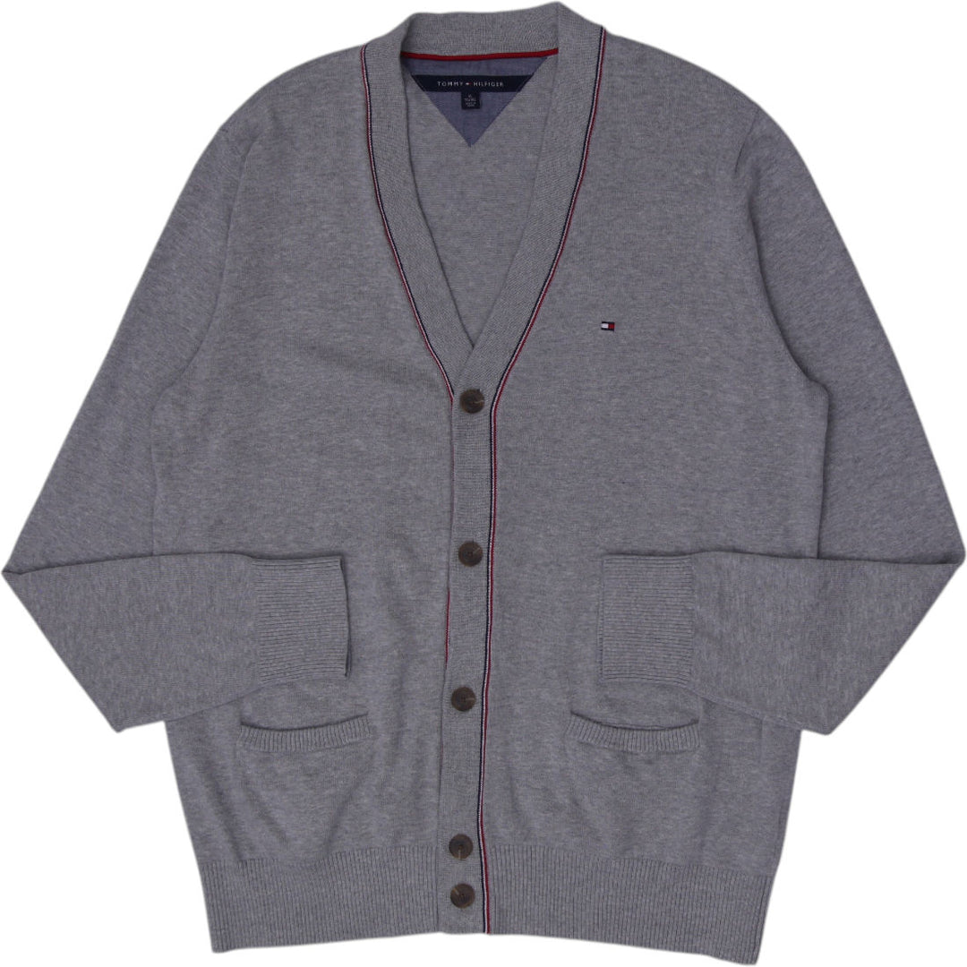 Mens Tommy Hilfiger Heather Grey V-Neck Button-Up Cardigan Sweater Size XL