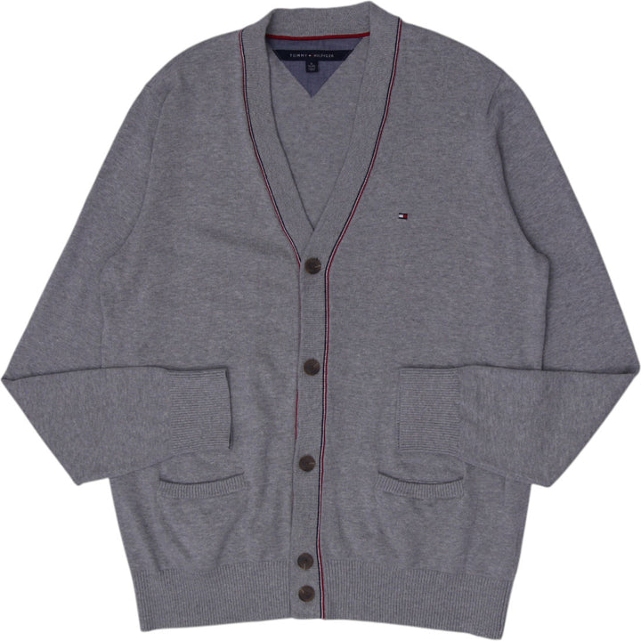 Mens Tommy Hilfiger Heather Grey V-Neck Button-Up Cardigan Sweater Size XL