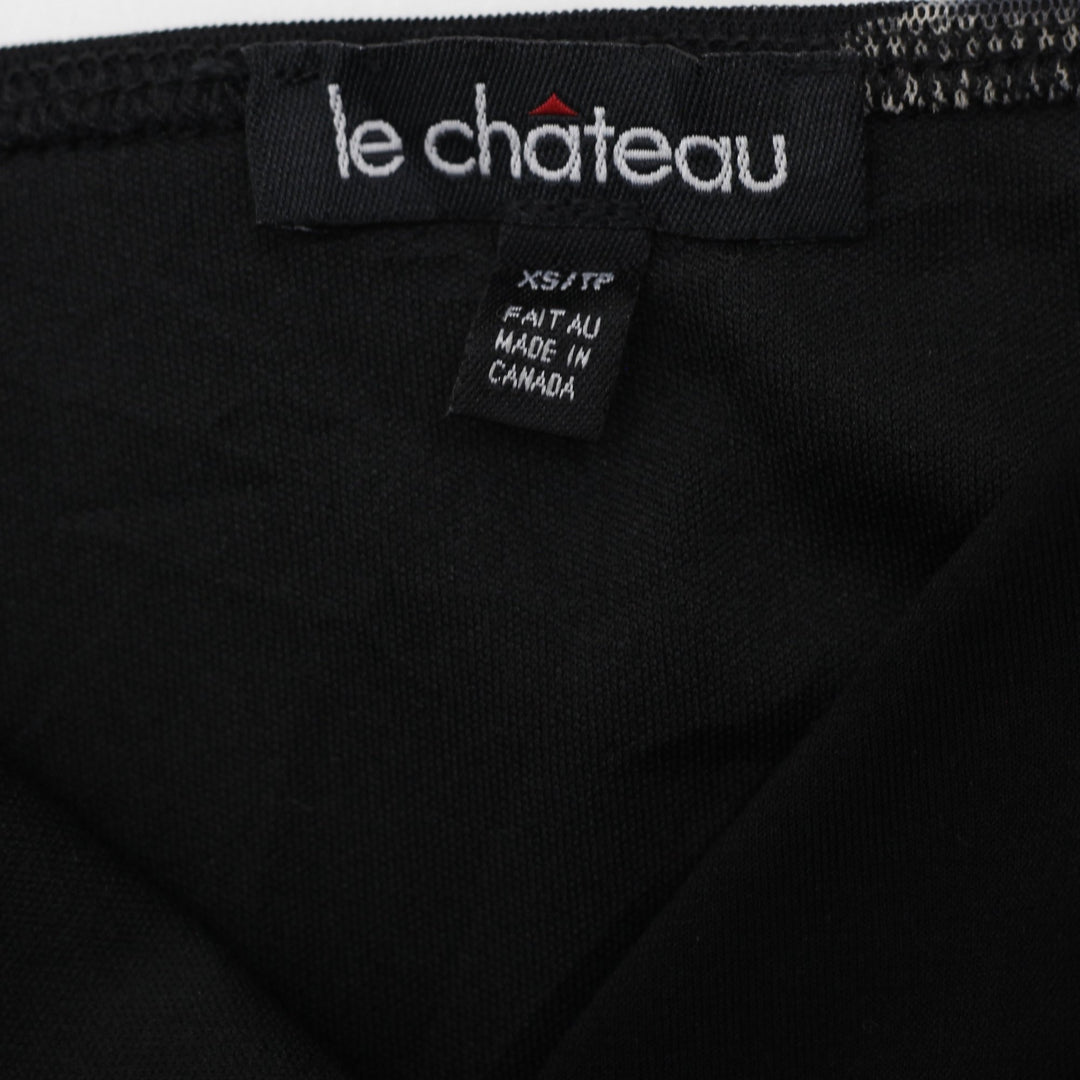 Y2K Ladies Le Château Y2K Floral Mesh Cami Top Black Lace Hem Size XS