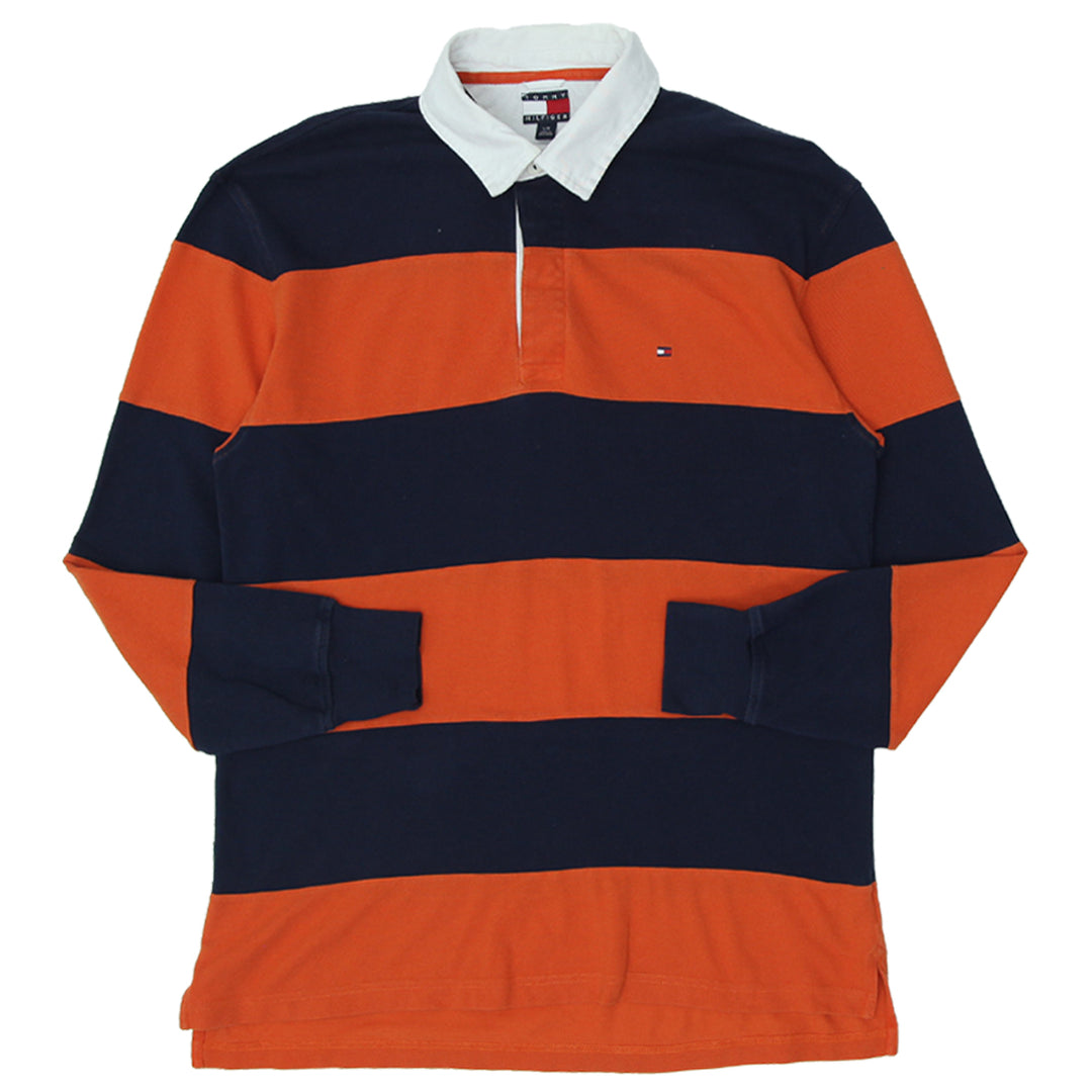 Vintage Tommy Hilfiger Rugby Shirt Navy & Orange Stripe Size L - Fashion Rerun Vintage Migration_T-Shirt
