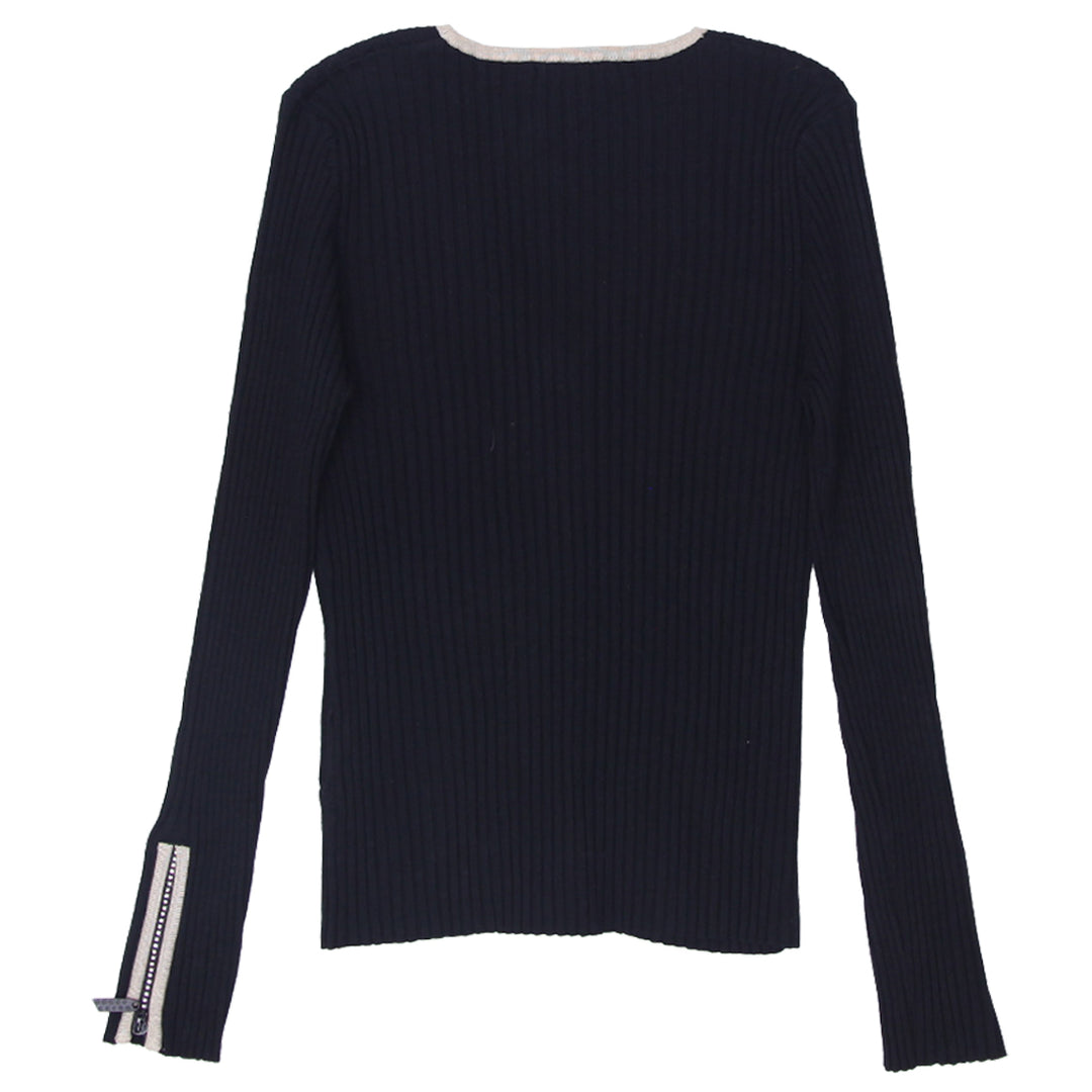 Y2K Long Sleeve Ribbed Zip Up Stretch Sweater Top - Fashion Rerun Vintage Migration_Tops