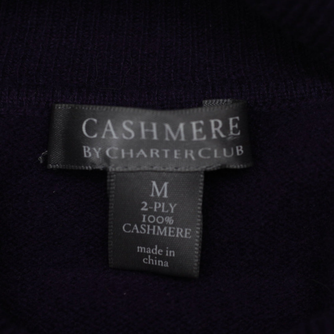 Ladies Charter Club 2 Ply 100%Cashmere Purple Turtle Neck Sweater Size M