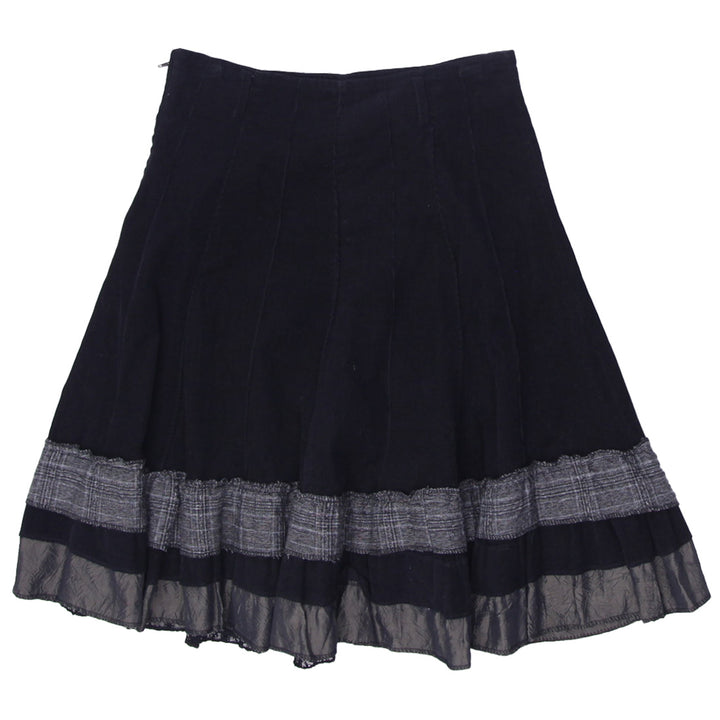 Y2K Ladies Club Cawl Black Flared Corduroy Skirt