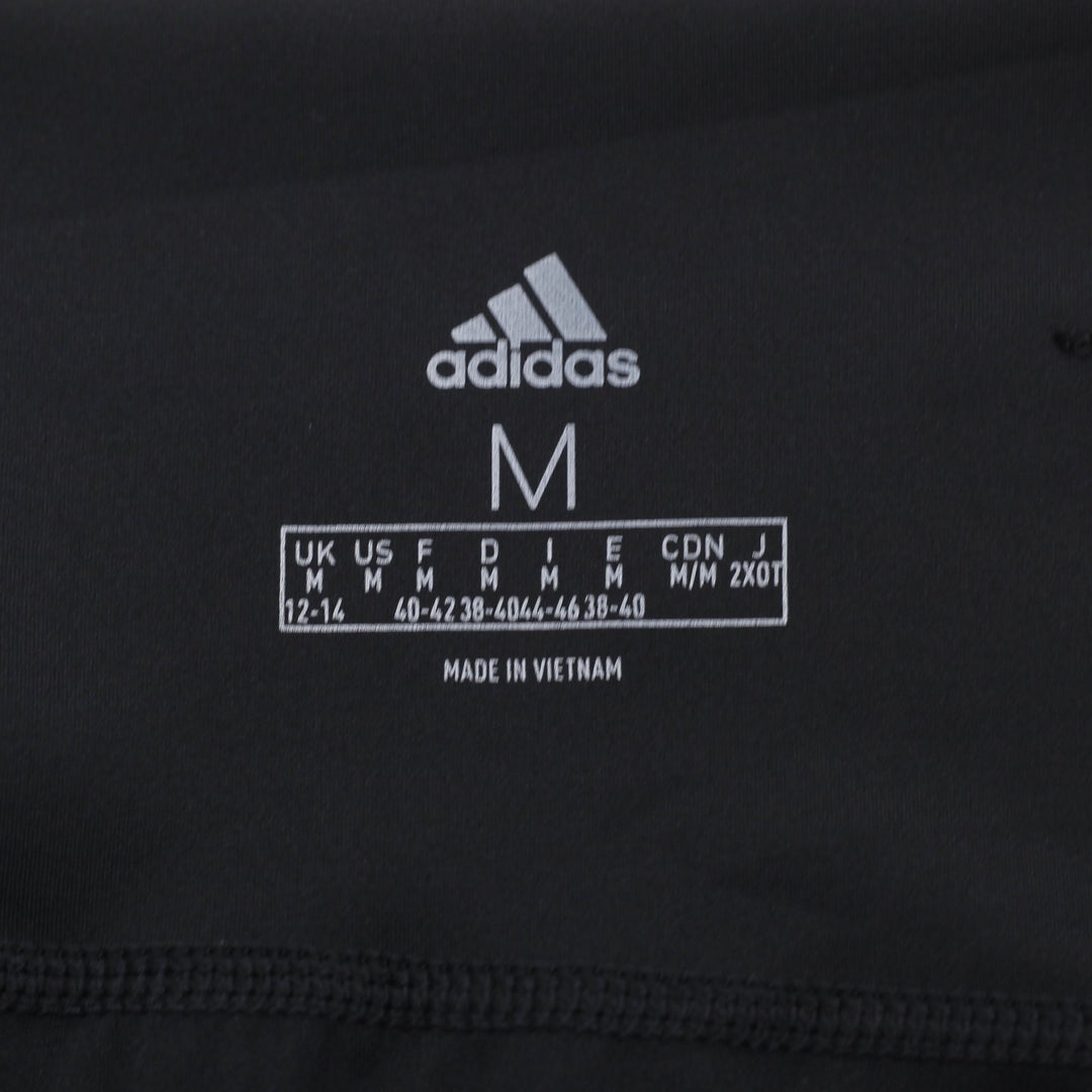 Ladies Adidas Leggings Black Slim Fit Striped Waistband Size M