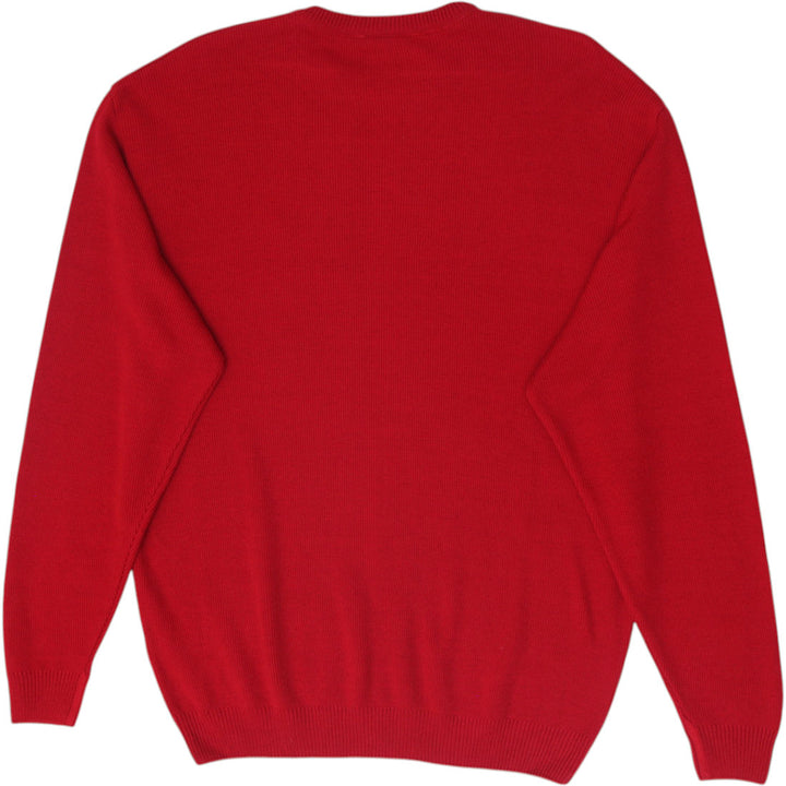Mens Lacoste Crewneck Knit Sweater Red Embroidered Crocodile Logo