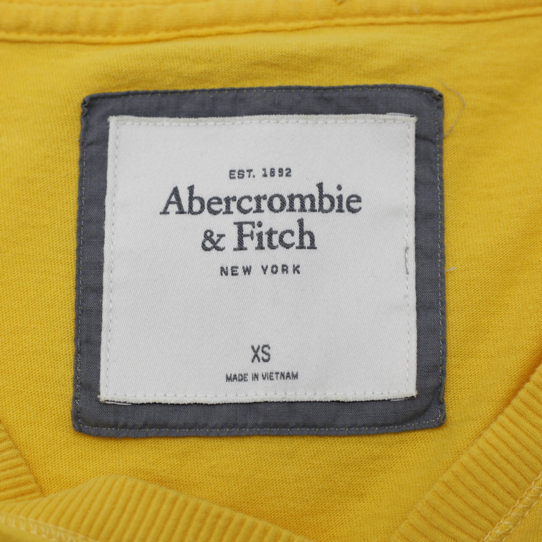 Y2K Ladies Abercrombie & Fitch T-Shirt Yellow V-Neck Pocket