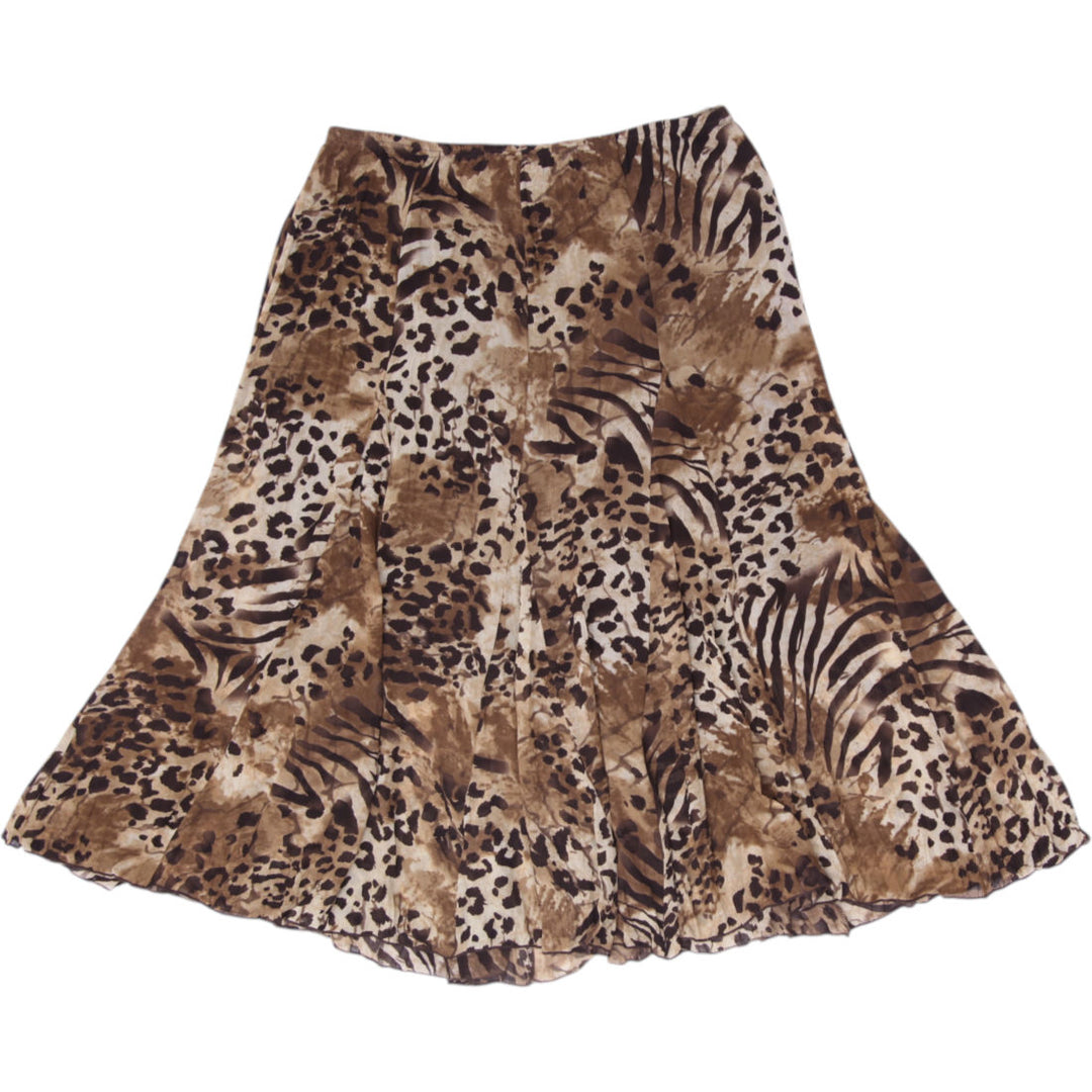 Y2K Ladies Rafael Petite Midi Skirt Leopard Zebra Animal Print Mesh Overlay PL