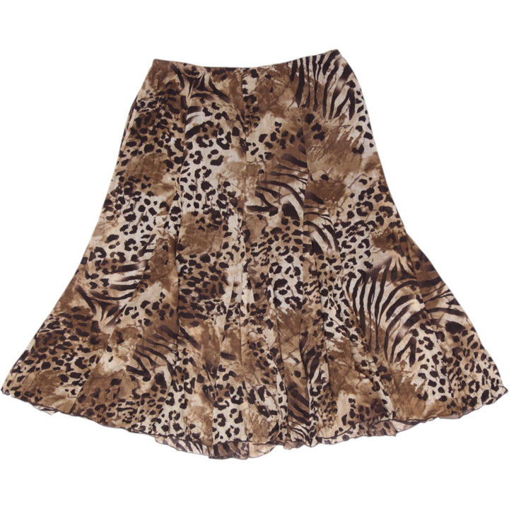 Y2K Ladies Rafael Petite Midi Skirt Leopard Zebra Animal Print Mesh Overlay PL